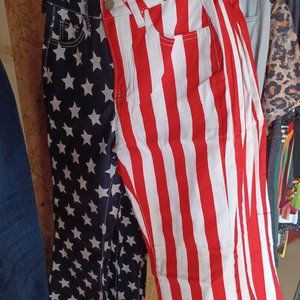 FLAG PRINT WOMENS FLARED PANTS